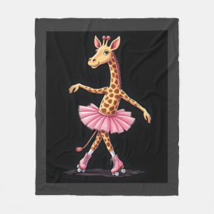 Giraffe On Roller Skates In Pink Tutu Tank Top Fleece Blanket