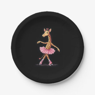 Giraffe On Roller Skates In Pink Tutu Tank Top Paper Plate