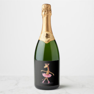 Giraffe On Roller Skates In Pink Tutu Tank Top Sparkling Wine Label