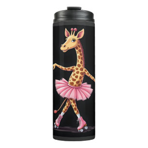 Giraffe On Roller Skates In Pink Tutu Tank Top Thermal Tumbler