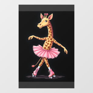 Giraffe On Roller Skates In Pink Tutu Tank Top Window Cling
