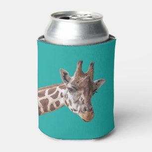 Giraffe on Teal Can Cooler