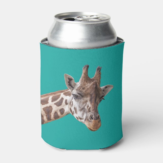 Giraffe on Teal Can Cooler (Can Front)