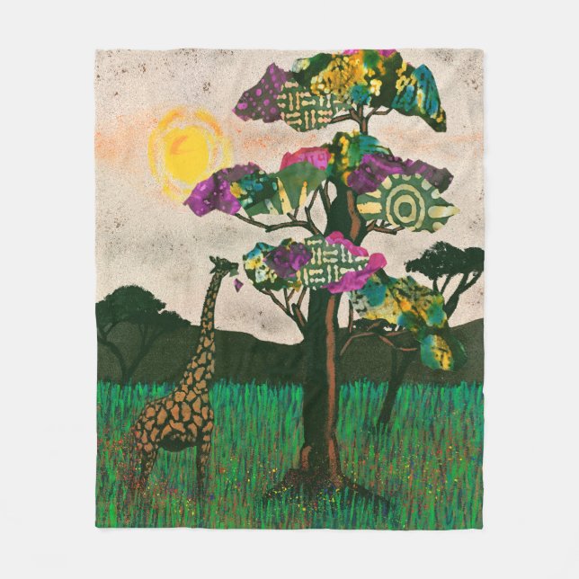 Giraffe on the Planes of Africa Fleece Blanket (Front)
