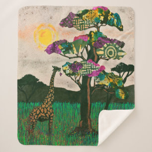 Giraffe on the Planes of Africa Sherpa Blanket