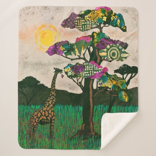 Giraffe on the Planes of Africa Sherpa Blanket (Front)