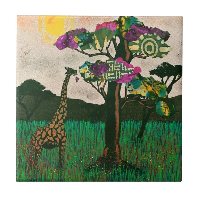 Giraffe on the Planes of Africa Tile (Front)