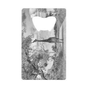 Giraffe on the road credit card bottle opener
