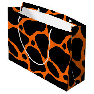 Giraffe orange et noire Motif Grand sac cadeau