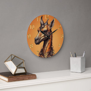 Giraffe Orange Steampunk, horloge murale