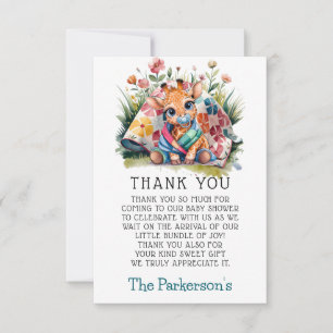 Giraffe Pacifier Girl Boy Baby Shower Thank You  Card