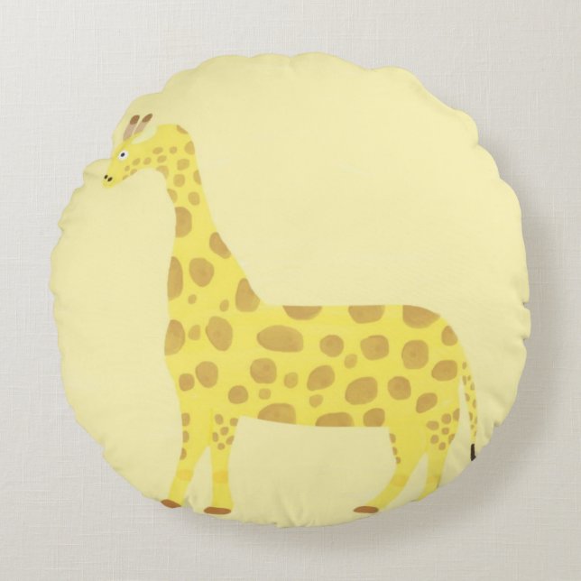 giraffe painting art round pillow (Front)
