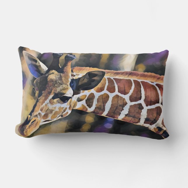 Giraffe Painting art Vintage Lumbar Pillow (Front)