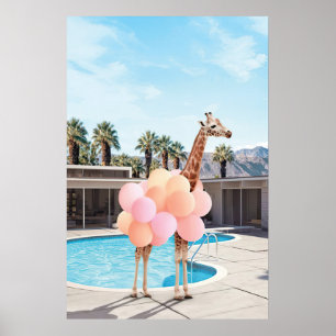 Giraffe Palm Springs Art Print, Giraffe with Poster
