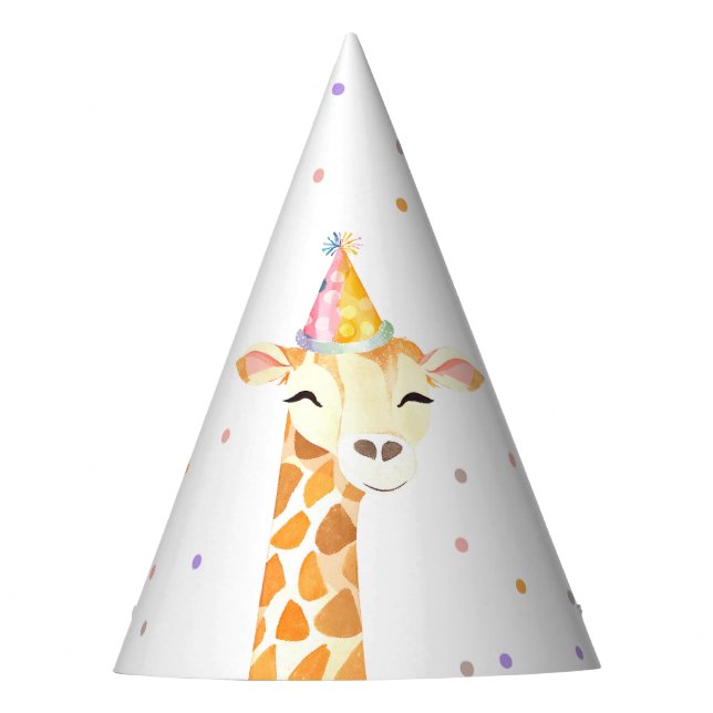 Giraffe Party Animal Safari Jungle Birthday Hat (Front)