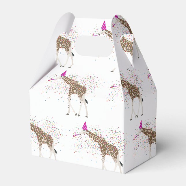 Giraffe Partying Safari Animals Having a Party Favor Box (Front Side)