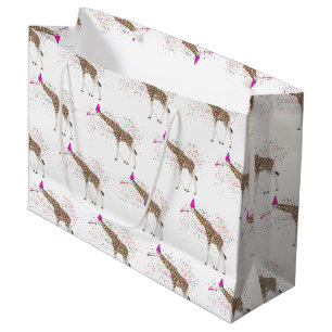 Giraffe Partying Safari Animals Having a Party  Large Gift Bag