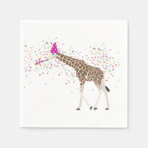Giraffe Partying Safari Animals Having a Party  Napkin