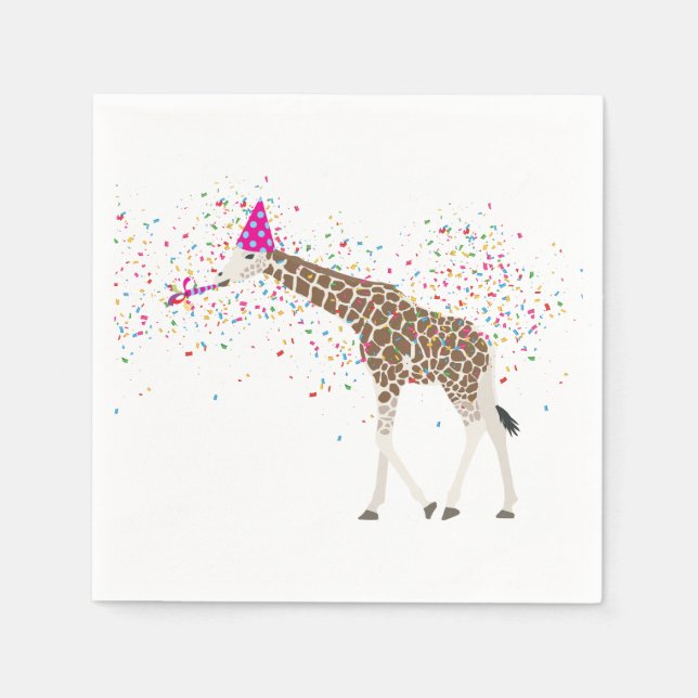 Giraffe Partying Safari Animals Having a Party  Napkin (Front)