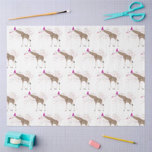Giraffe Partying Safari Animals Having a Party   Tissue Paper (Craft)