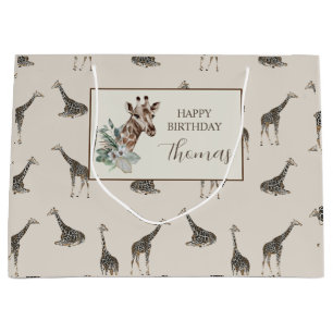 Giraffe patterend Personalized Large Gift Bag