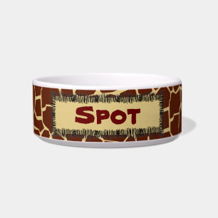 Giraffe Pattern Animal Print Personalized Pet Bowl