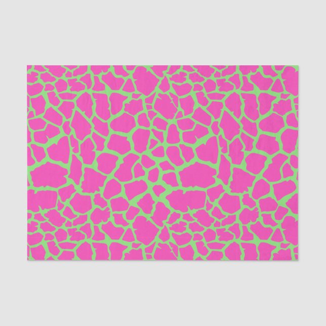 Giraffe Pattern Pink and Green  Tissue Paper (Front)