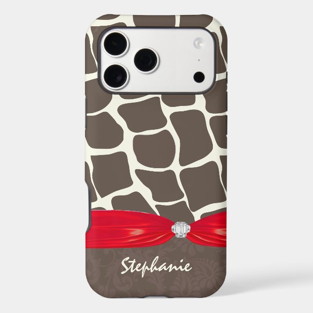 Giraffe Pattern Printed Ribbon and Rhinestone (Back)