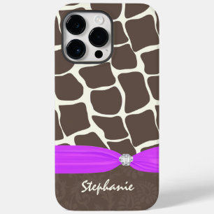 Giraffe Pattern Printed Ribbon and Rhinestone Case-Mate iPhone 14 Pro Max Case