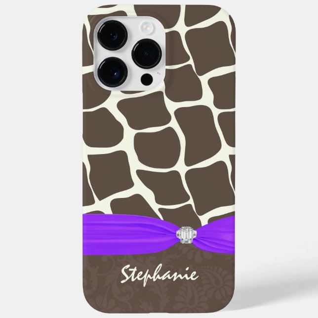 Giraffe Pattern Printed Ribbon and Rhinestone Case-Mate iPhone Case (Back)