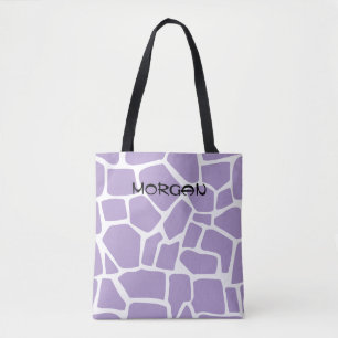Giraffe Pattern Tote Bag - Purple and White Design