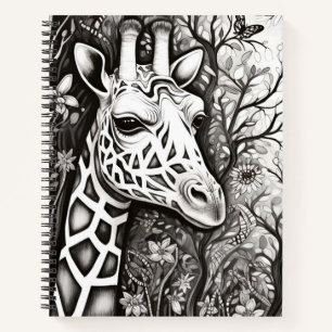 Giraffe Peaceful Nature Prairie Sketch Drawing Art Notebook