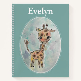 Giraffe peinte à la main mignonne Carnet Customisé
