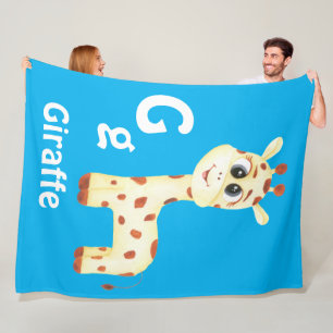 Giraffe personalize ABC: Letter G - Add Your Name Fleece Blanket