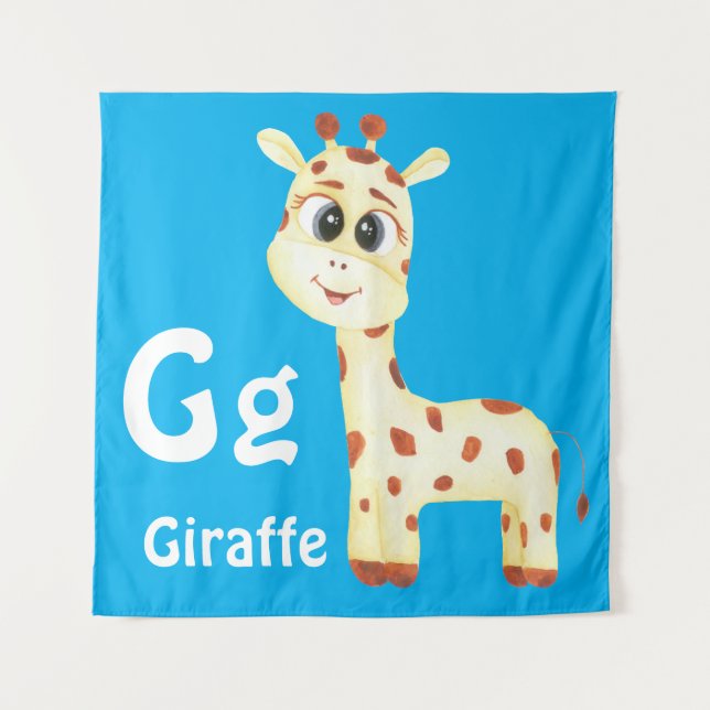 Giraffe personalize ABC: Letter G - Add Your Name Tapestry (Front)