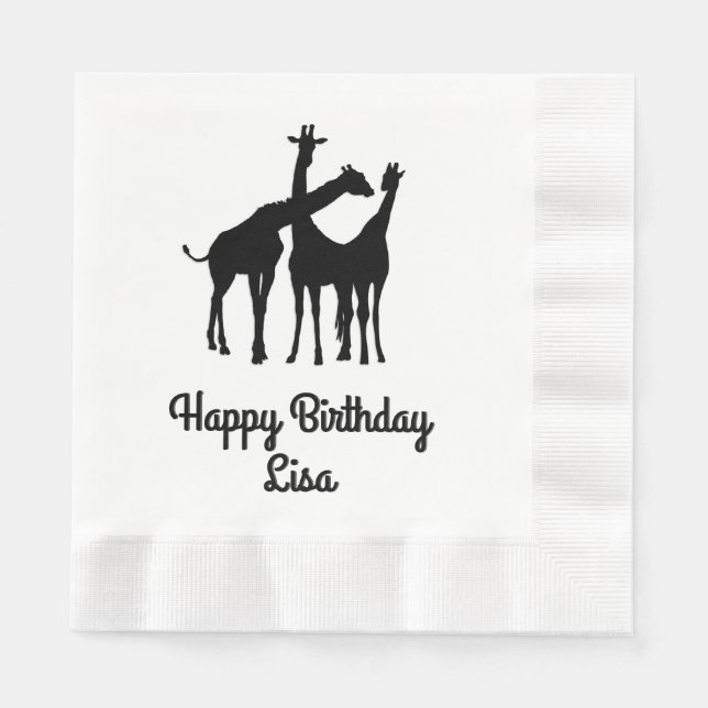 Giraffe Personalized Birthday Napkin (Front)