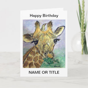 Giraffe personnalisées carte d'anniversaire d'art