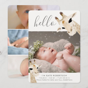 Giraffe Photo Collage Birth Announcement