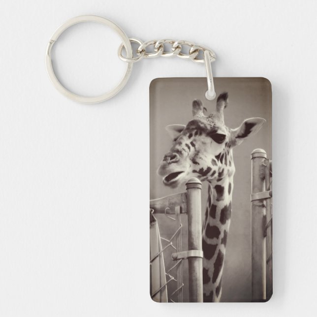 Giraffe Photograph - Vintage Style Keychain (Front)