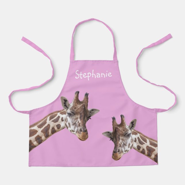 Giraffe Photos Personalized Kids Name Apron (Front)