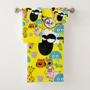 Giraffe Pigs Elephant Zoo Bathroom Towel Sets