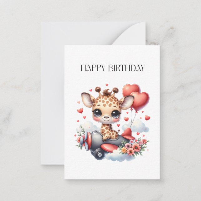 Giraffe Pilot Birthday Card (Front)