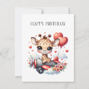 Giraffe Pilot Birthday Card