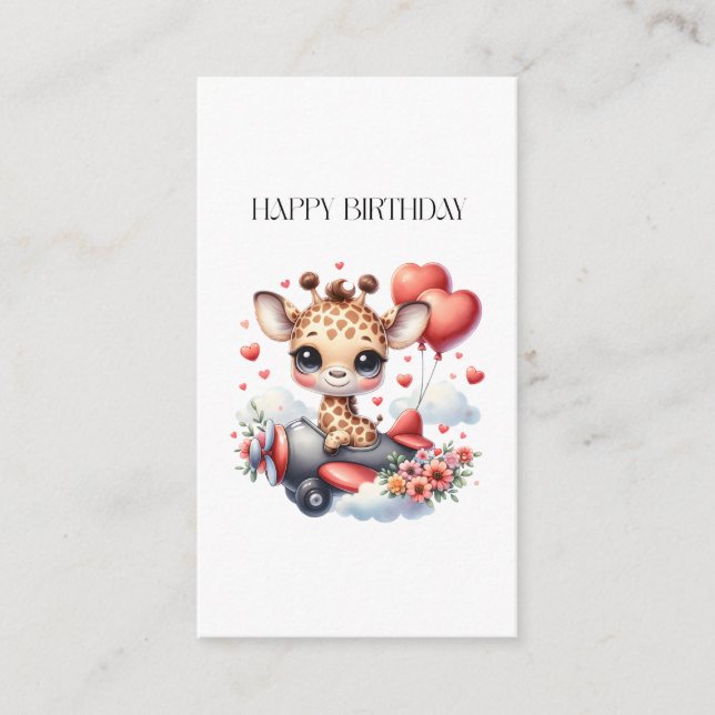 Giraffe Pilot Birthday Enclosure Card (Front)