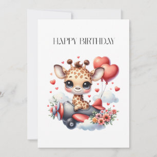 Giraffe Pilot Birthday Invitation