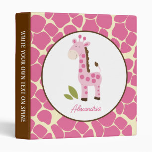 Giraffe Pink Cute Kids Girl Adorable Binder