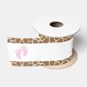 Giraffe Pink Girl Baby Shower Satin Ribbon