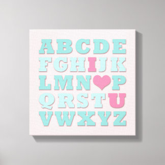 Giraffe Pink Mint Aqua Teal Wall Art Canvas