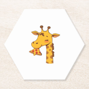 Giraffe pizza food hamburger cute happy birthday g paper coaster