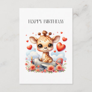 Giraffe Plane Birthday Enclosure Card
